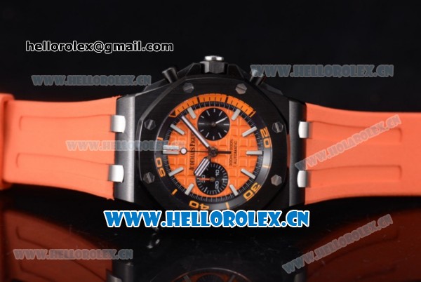 Audemars Piguet Royal Oak Offshore Diver Chrono Miyota OS20 Quartz PVD Case with Orange Dial Stick Markers and Orange Rubber Strap (EF) - Click Image to Close